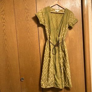STEWART + BROWN ikat kimono wrap dress organic cotton w/pockets size S